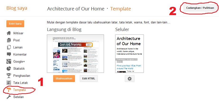 cara mengganti template blogger via uc browser