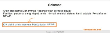 cara mendaftar NPWP pribadi berhasil