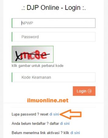 cara mengatasi lupa password djp online