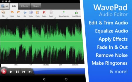 Aplikasi pemotong dan penyambung lagu di android WavePad Free Audio Editor