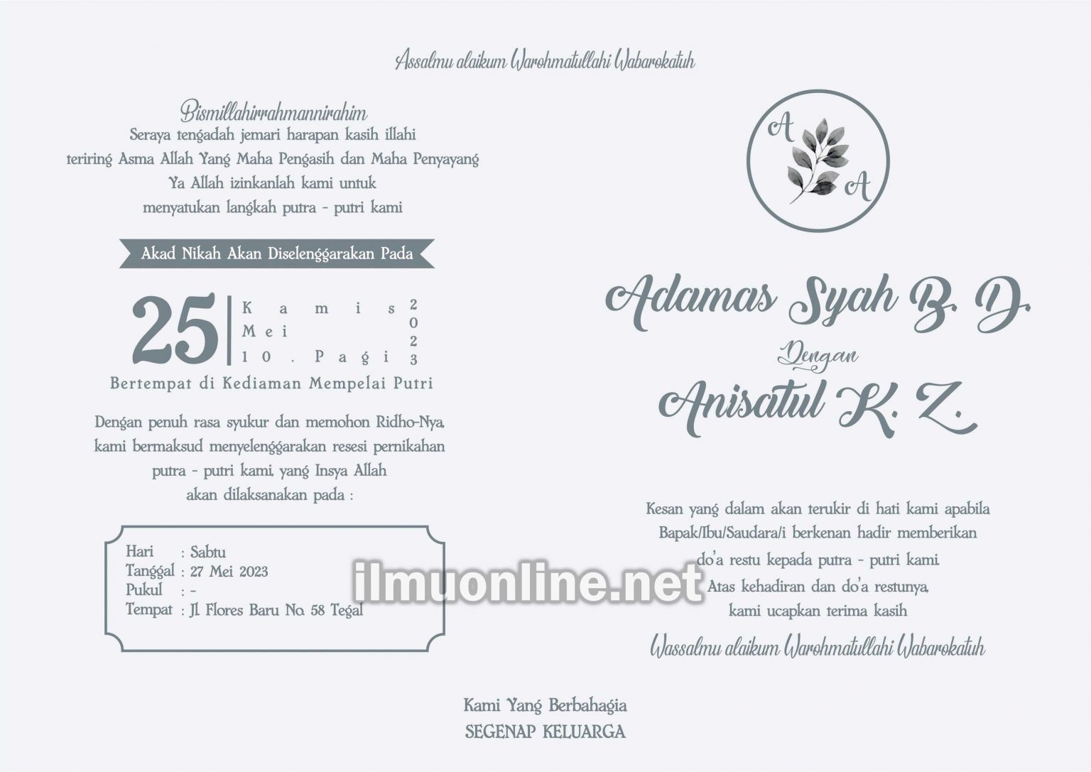 √ Download Desain Undangan Pernikahan Elegan CDR